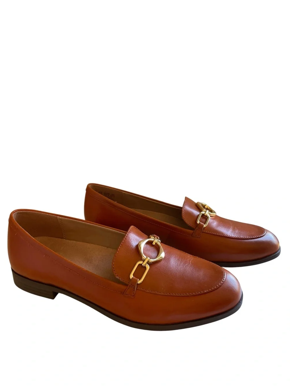 Naturalizer Mya Brown Leather Loafers with Gold Horsebit Size 8 New